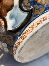 A French Imari-style 'Phoenixes' vase and cover with relief design, Samson, Paris, 19th C.