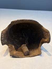 Seven various Chinese bronze and cast-iron bells, Han and later