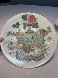 Two Chinese famille rose 'Antiquities' dishes, Guangxu marks, 19/20th C.