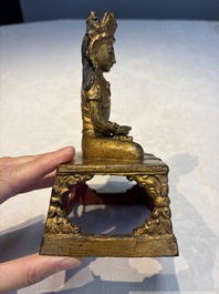 A Sino-Tibetan gilt-lacquered figure of Buddha Amitayus, Qianlong