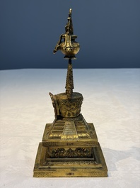 A Chinese gilt-copper stupa, Qing
