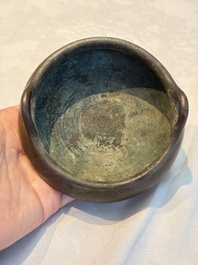 A Chinese bronze handled tripod censer, Yu Tang Jing Wan 玉堂精玩 mark, 17th C.