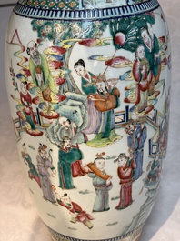 A Chinese famille rose vase with narrative design, 19th C.