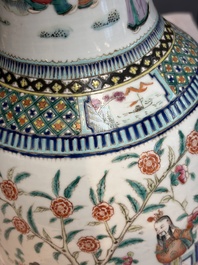 A Chinese famille rose vase with narrative design, 19th C.