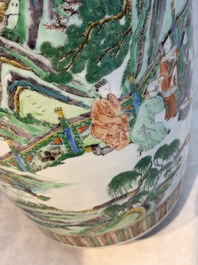 A large Chinese famille verte vase with figures in a garden, 19th C.