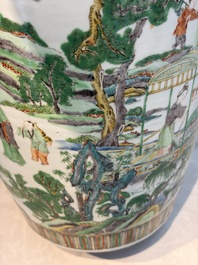 A large Chinese famille verte vase with figures in a garden, 19th C.