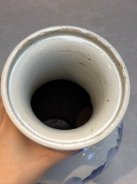 A Chinese blue and white 'Mountainous Riverscape' baluster vase, Kangxi