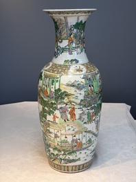 A large Chinese famille verte vase with figures in a garden, 19th C.