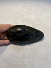 A Chinese silver-inlaid bronze 'Mandarin Duck' censer and cover, Ming