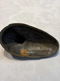 A Chinese silver-inlaid bronze 'Mandarin Duck' censer and cover, Ming
