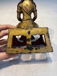A Sino-Tibetan gilt-lacquered figure of Buddha Amitayus, Qianlong