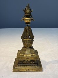 A Chinese gilt-copper stupa, Qing