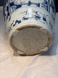A Chinese blue and white vase with narrative design, Kangxi