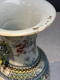 A Chinese famille rose vase with narrative design, 19th C.