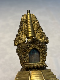 A Chinese gilt-copper stupa, Qing