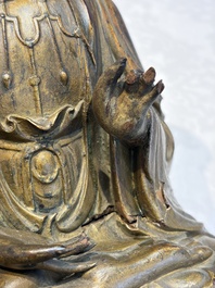 A Chinese gilt-lacquered wooden seated Bodhisattva, Ming