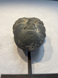 A Gandhara grey schist relief fragment of a Bodhisattva head, 3rd/4th C.