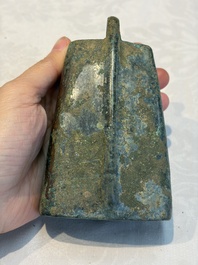 Seven various Chinese bronze and cast-iron bells, Han and later