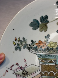 Two Chinese famille rose 'Antiquities' dishes, Guangxu marks, 19/20th C.