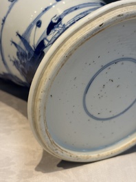 A Chinese blue and white 'Mountainous Riverscape' baluster vase, Kangxi