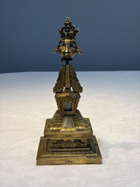 A Chinese gilt-copper stupa, Qing