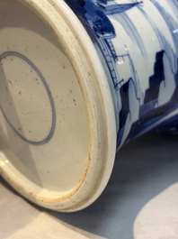 A Chinese blue and white 'Mountainous Riverscape' baluster vase, Kangxi