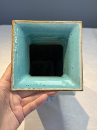 A Chinese famille rose square vase with narrative design, 19th C.