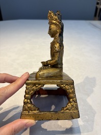 A Sino-Tibetan gilt-lacquered figure of Buddha Amitayus, Qianlong