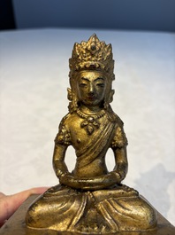 A Sino-Tibetan gilt-lacquered figure of Buddha Amitayus, Qianlong