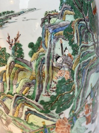 A large Chinese famille verte vase with figures in a garden, 19th C.