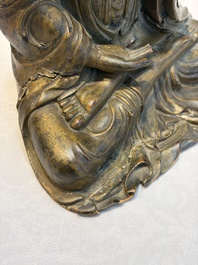 A Chinese gilt-lacquered wooden seated Bodhisattva, Ming
