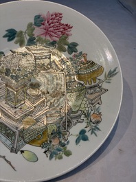 Two Chinese famille rose 'Antiquities' dishes, Guangxu marks, 19/20th C.