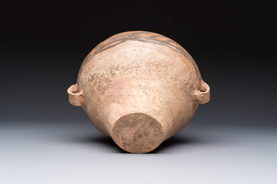 A Chinese painted pottery jar with geometric design, Neolithic period, Majiayao culture, 3rd millennium B.C.
