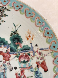 A large Chinese famille rose '100 boys' dish, 19th C.