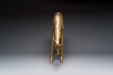 A very large brass sculpture of a deer, Hollywood Regency, 20th C.