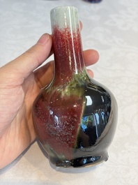 Three Chinese flamb&eacute;-glazed vases, 20th C.