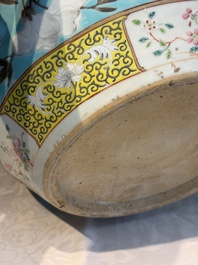A Chinese famille rose turquoise-ground Dayazhai-style 'Dragons' fish bowl or jardini&egrave;re, 19th C.