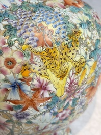 A fine Chinese famille rose 'Millefleurs' vase, Qianlong mark, Republic