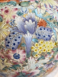 A fine Chinese famille rose 'Millefleurs' vase, Qianlong mark, Republic
