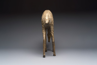 A very large brass sculpture of a deer, Hollywood Regency, 20th C.