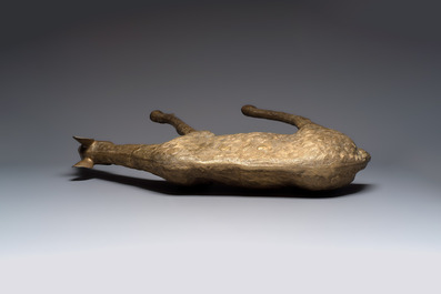 A very large brass sculpture of a deer, Hollywood Regency, 20th C.