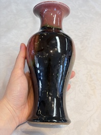 Three Chinese flamb&eacute;-glazed vases, 20th C.