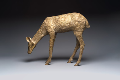 A very large brass sculpture of a deer, Hollywood Regency, 20th C.