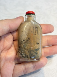 A Chinese inside-painted glass snuff bottle with insects, signed Bi Rongjiu 畢榮九, dated 1899
