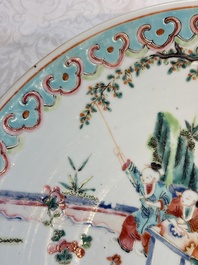 A large Chinese famille rose '100 boys' dish, 19th C.