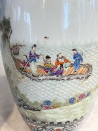 A fine Chinese famille rose vase with narrative design, Qianlong mark, Republic
