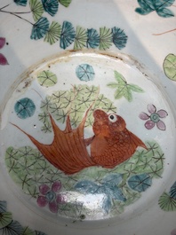 A Chinese famille rose turquoise-ground Dayazhai-style 'Dragons' fish bowl or jardini&egrave;re, 19th C.