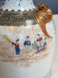 A fine Chinese famille rose vase with narrative design, Qianlong mark, Republic