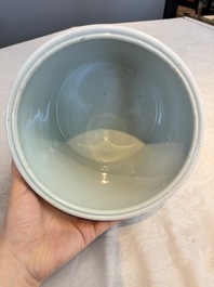 A Chinese blue and white 'Landscape' tripod censer, 20th C.