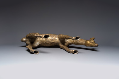 A very large brass sculpture of a deer, Hollywood Regency, 20th C.